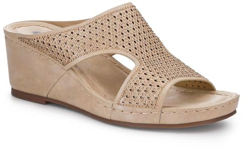 Pavers High Wedge Heel Mules - Natural Size 7