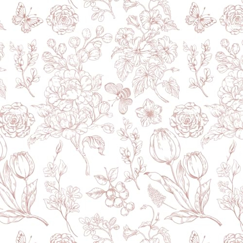 Fiula Blomtapet Rosa Och Vit Självhäftande Tapet Blommor Självhäftande Film Möbler Väggpapper 44 X 300 Cm Möbelfolie Vintage Tulpaner Och Fjärilar Mönster Väggtapet Vardagsrum Sovrum Vattentät