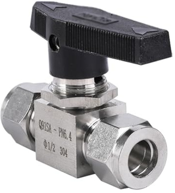 VAYEODEYU Kugelhahn, 1 Stück Edelstahl-Doppelring-Kugelhahn, 3 mm 4 mm 6 mm 8 mm 10 mm 12 mm 14 mm Edelstahl 304 Clip-on-Kugelhahn(12mm)