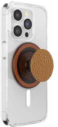 PopSockets Phone Grip for MagSafe with Kickstand, Magnetic Stand, Swappable Top, Secure Hold for iPhone MagSafe Cases, Phone & Tablet Grip - Enamel Hammered Copper Tone