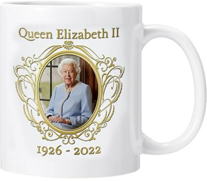 Königin Elizabeth II Becher, Keramik, Königin Jubilee Tasse 2022, Queen Elizabeth II 1926-2022, Gedenken, Kaffeemasse, Foto, Erinnerungsstücke, Erinnerungsstücke