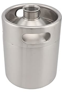 EGUIAS Brewing Accessory 2L/3.6L/5L Homebrew Beer Mini Keg Pressurized Growler Matte Black Draft Beer Dispenser(Silver 2L)