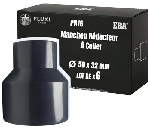 FLUXI-TECH - Manchon Réducteur à Coller 50mm|32mm en PVC - PN16 - Pour Tuyaux - Lot 6