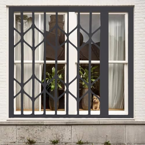 Heavy-Duty Foldable Window Security Bars with Lock, Expandable Safety Guard Screen for Basement/Shed, Easy Install, 36x51in/91x130cm - Burglary Protection