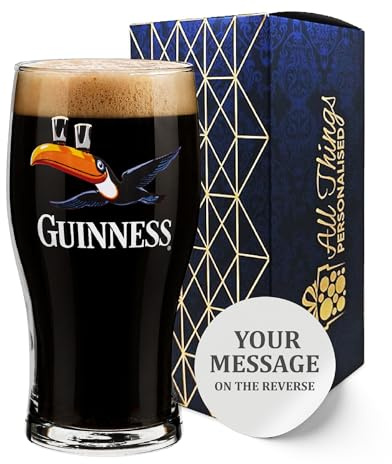 Official Toucan Guinness Pint Glass, Engraved with Any Message, Personalise for Any Occasion, Gift Boxed, Holds Up to 20oz/570ml