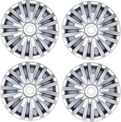 15 Inch Wheel Trims Hub Caps Set of 4 – Universal Fit – Durable ABS Silver Covers for Cars & Vans (147F)