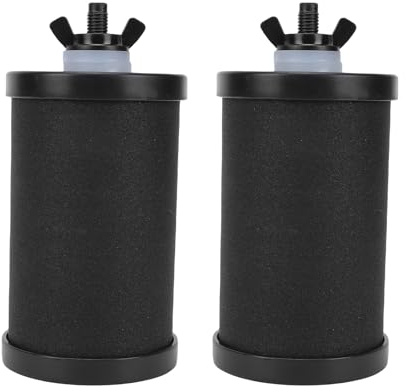 Luocute Lot de 2 Filtres à Eau de Rechange, Coques de Noix de Coco au Charbon Actif Noir avec Membrane UF à Ions D'argent pour Système de Purification D'eau par gravité, Maison, Voyage,