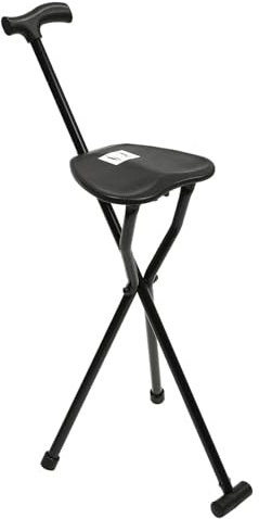 Bastone da passeggio pieghevole 3 in 1 e sedile – Sgabello in alluminio leggero con capacità di 113,4 kg per supporto anziani e anziani