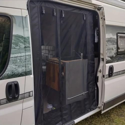 Gettimore RV Curtain Screen for T5 and Campervan, 180 x 133 cm, for Black, High-Density Mesh with Double Zipper and Magnetic Fasteners