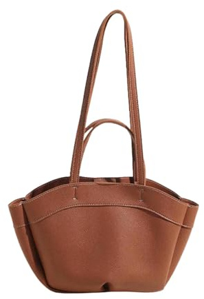 XYNM Handtasche Große Damen-Beuteltasche Aus Glänzendem Leder Mit Litschi-Muster Für Den Täglichen Gebrauch Auf Der Arbeit, Reisen-litschi-Muster Braun