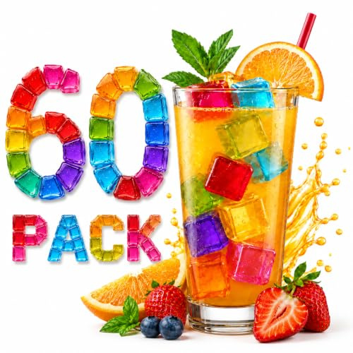 A2Z Reusable Ice Cubes 60 Pack Drink Chilling Cubes Beverage Cooler Set | Non Diluting Freezer Cubes for Cocktails Whisky Juice Water Soft Drinks