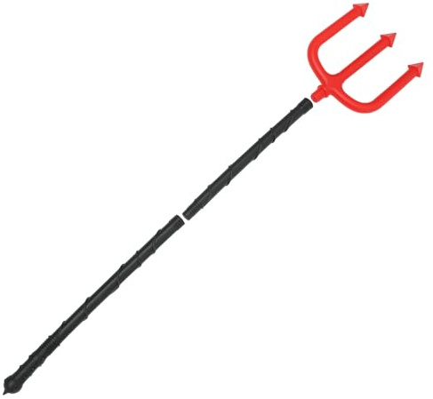 PERSELOSO Halloween Devil Pitch Fork Prop for Cosplay and Party, Lightweight Plastic Red Fork with Detachable Design, Halloween Costume Accessory