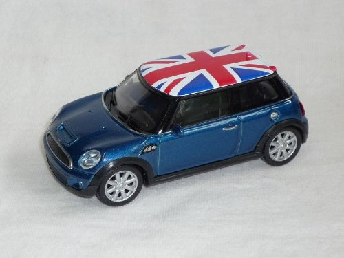 Welly Mini Cooper New Neu 2. Generation Ab 2006 Blau Mit Flagge Großbritanien 1/43 Modellauto Modell Auto
