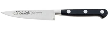 Arcos Serie Lyon - Cuchillo Mondador | Cuchillo Arcos - Hoja de Acero Inoxidable Forjado NITRUM de 100 mm - Mango de Polioximetileno (POM) - Color Negro | Cuchillo forjado. Mango de polioximetileno POM. Serie Lyon. Color negro.