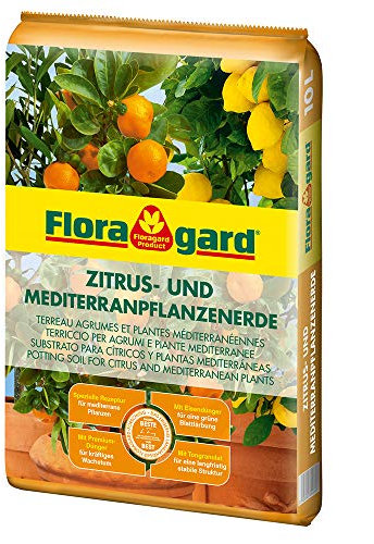 Floragard Zitrus-und Mediterranpflanzenerde 10 Liter, extra Eisen-Dünger für mediterrane Kulturen