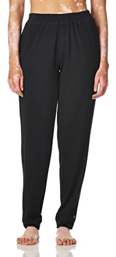 HUE Women's Solid French Terry Cuffed Long Lounge Pant with Pockets
