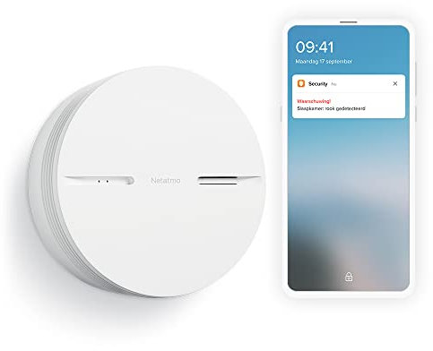 Netatmo Detector De Humo Inteligente, 10 años con bateria, Alarma de Humo, Prueba Automatica, Centralita domótica no necesaria, EN14604 certificación, NSA-EC