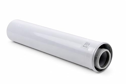 Uzman-Versand 1000mm Konzentrische Luft-/Abgasrohr Ø 80/125 mm, Innen Kunststoff PP/Außenrohr aus verzinktem Stahl weiß lackiert. DN80/125 Abgas-Rohr Abgassystem Brennwert,