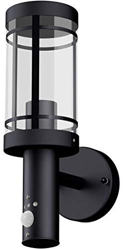 SSC-LUXon Außen Wandleuchte MOVI schwarz mit E27 Fassung - Wandlampe als Laterne mit Bewegungsmelder für Außen IP44