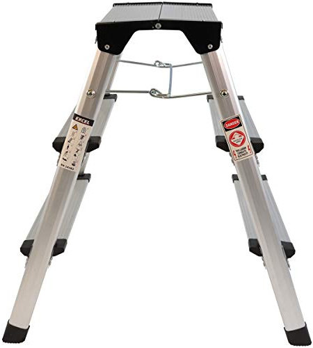 Excel Aluminium Stool Ladder 3 Tread Heavy Duty Folding Hop Up 390mm x 525mm