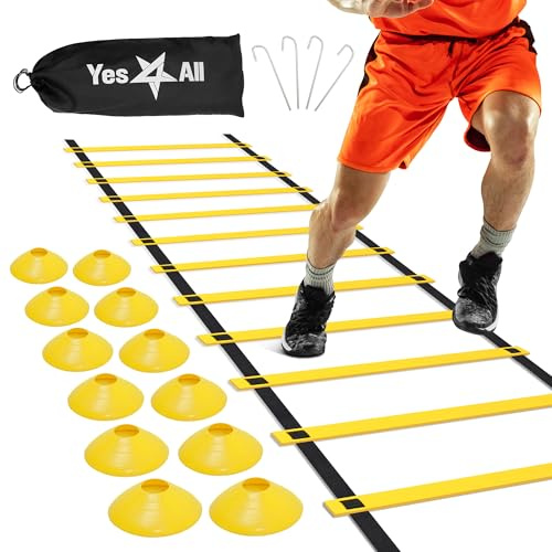 Yes4All Unisex 03nf Yes4All Ultimate Combo Agility stege träning gul uppsättning hastighet smidighet stege gul 12 adjus, A. Combo gul, vinklar UK