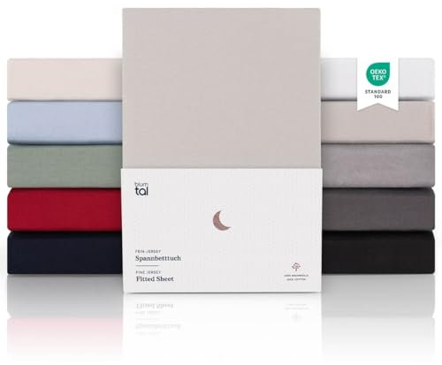 Blumtal® Premium Topper Spannbettlaken 180x200 cm Jersey - Oeko-TEX Zertifiziert Baumwolle Bezug Grau