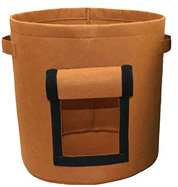 Sac de culture de pommes de terre avec rabat latéral et poignées pour légumes, pommes de terre, tomates, carottes (Marron)