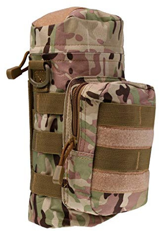 Inzopo Outdoor Sport Taktische Nylon MOLLE Wasserflaschenhalter Flaschentasche mit Reißverschlusstasche