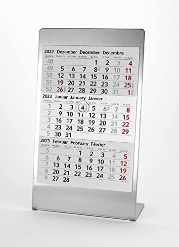 HiCuCo 3-Monats-Tischkalender für 2026 - Aufstellkalender - Edelstahl - TypE1