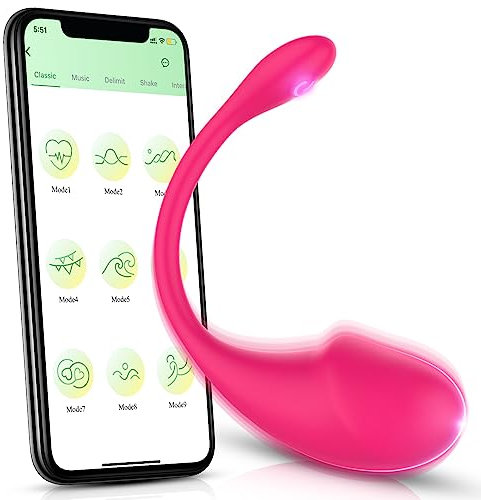 Vibrator mit APP und Bluetooth für sie Klitoris G-Punkt, Tragbarer Anal Dildo, Kugelvibratoren 9 Vibrationsmodi aus Silikon, Amoochoo Liebeskugeln Sexspielzeug mit der Fernsteuerung für Paare