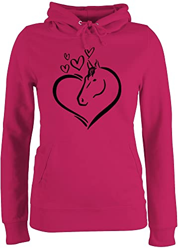 Shirtracer - Pullover Damen Hoodie Frauen - Pferde - Pferdeportrait im Herz