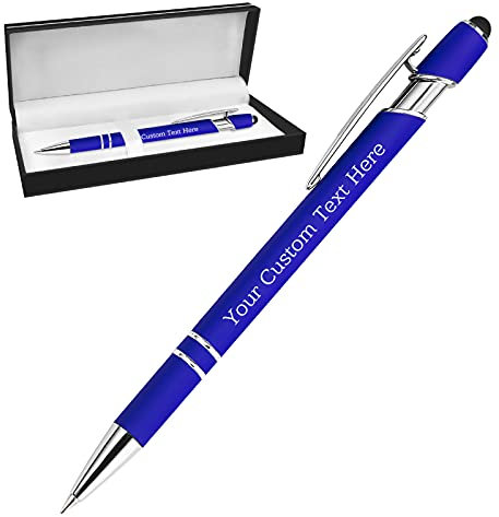 Kugelschreiber Personalisiert mit Gravur Kugelschreiber Personalisierter mit Namen Logo Wunschtext, Stift Personalisierte Geschenk für Maenner, Frauen, Bachelor, Geburtstag, Blau