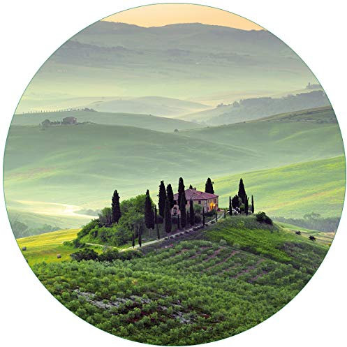 Wallario Glasbild rund Toskana in Italien - Rund, 50 cm Durchmesser Wandbild Glas in Premium-Qualität: Brillante Farben, freischwebende Optik