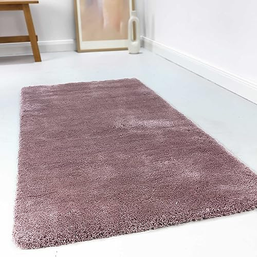 Wecon Home relaxx getufteter Hochflorteppich, 70 x 140 cm, Altrosa | kuschelig weicher Hochflor Teppich, bestens geeignet fürs Wohnzimmer, Schlafzimmer und Kinderzimmer