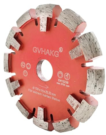 GVHAKG Diamant Frässcheibe 130mm,Diamant Räumscheibe U-Segment extrem scharf für Fußbodenheizung sehr harten Estrich,sehr harte Betonböden und Entfernung(130x15x12x22,23mm)