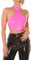 Koucla Crop Top à col en latex, rose fluo, XL