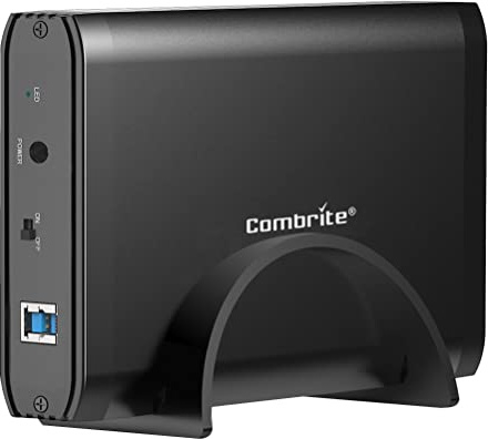 Combrite Carcasa de disco duro externo USB 3.0 de 8.9 cm para disco duro SATA III de 8.9 cm, carcasa metálica de aluminio, para Windows, Mac OS, PC, portátil, PS4/5, XBox, soporte vertical y adaptador