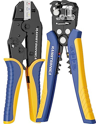 haisstronica Wire Stripper and Wire Crimping Tool Set, Crimp Tool for 0,25-6mm²(AWG 24-10), Automatic Cable Stripper for 0,5-6mm²(AWG 22-10), Crimper for Heat Shrink Connectors/Terminals