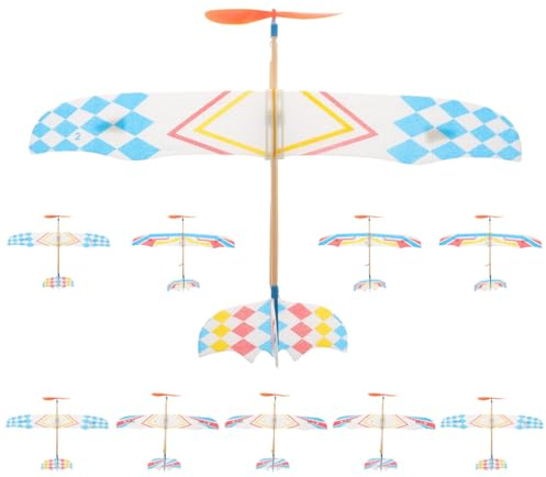 SAFIGLE 10 Pack Rubber Band Powered Airplane Model Biplane Toys for Kids Educational Diy Toy Set Indoor Outdoor Flying Aircraft Model for Boys and Girls