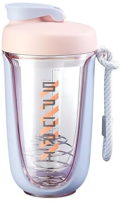 Qavi Protein Shaker Bottle, Purple, 590ml | Stainless Steel Mixing Wire Ball, Tritan Material BPA Free, Durable Leakproof, Odourless