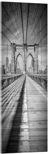 NEW YORK CITY Brooklyn Bridge Panorama Acrylglasbild von Melanie Viola 30 x 90 cm Schwarz-Weiß Wandbilder Wanddeko