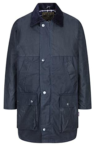 Walker and Hawkes - Hudson - Chaqueta acolchada encerada para niño - Azul Marino - UK 32 (11/12 años)