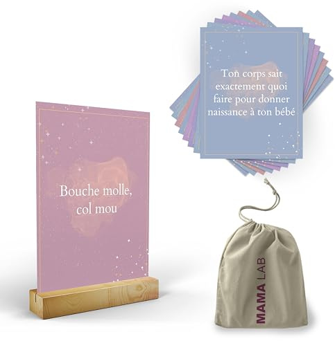 Mama Lab Paket med 20 positiva bekräftelsekort för graviditet och förlossning | med trästativ och väska | Födelsebekräftelsekort för blivande mamma | Present till gravida kvinnor
