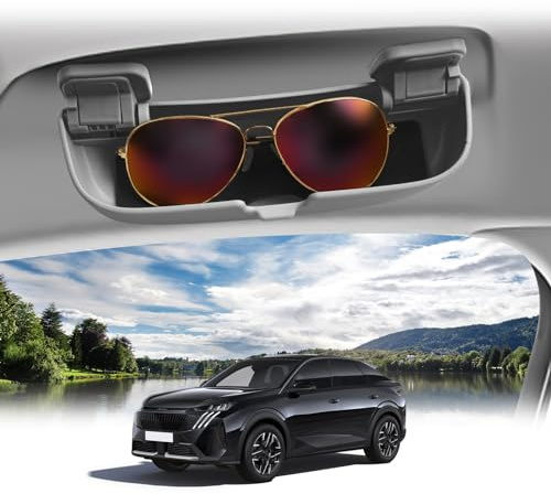 BIBIBO Sonnenbrillenhalter Brillenetui für Peugeot 3008 Peugeot 5008 2016-2024, Peugeot Brillenhalter, Auto Sonnenbrille Organizer, Brillen Halter, Auto Innenraum Zubehör (Grau)
