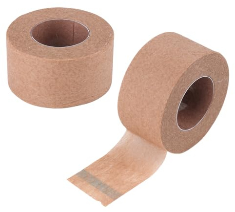 2 Rolls Micropore Paper Tape, 1 Inch x 10 Yards Breathable Flexible Skin Tape Nose Gauze Bandages Earring Cover Up Tape Micropore Fabric Tape, Self Adhesive Hypoallergenic Tan for Wound Dressing