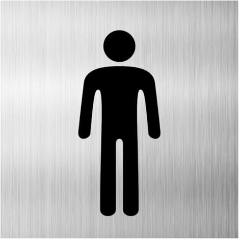 WC Schild Toilette mit Klebepad Piktogramm Toilettenschild Gäste Klo Dibond/Alu 3 mm 12cm x 12cm (Herren)
