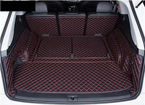 DZSJHGFDD Auto Kofferraummatte Spezielle Kofferraummatten Für Q7 7 Sitze 2015-2022 Cargo Liner Boot Teppiche Gepäckabdeckungen Styling Anti Rutsch Matte Gummi(Schwarz Rot)