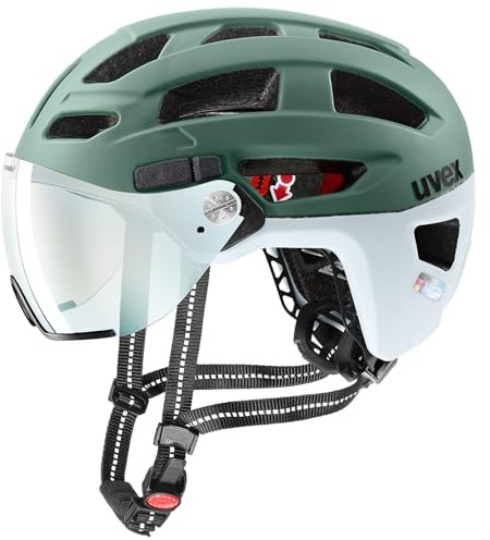 uvex Finale Visor V - sicherer City-Helm für Damen und Herren - mit selbsttönendem Visier - inkl. LED-Licht