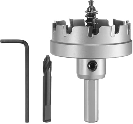 sourcing map Scie-cloche pour métal en carbure de tungstène - 52 mm de diamètre pour acier inoxydable, métal, alliage d'aluminium, cuivre, laiton, plastique, avec foret central supplémentaire