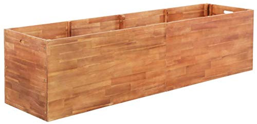 Homgoday Lit Surélevé de Jardin Bois d'acacia 200x50x50 cm, Jardinière Potager de Jardin pour Cultiver Fleurs Plantes, Bac de Plantation pour Terrasse Balcon Extérieur